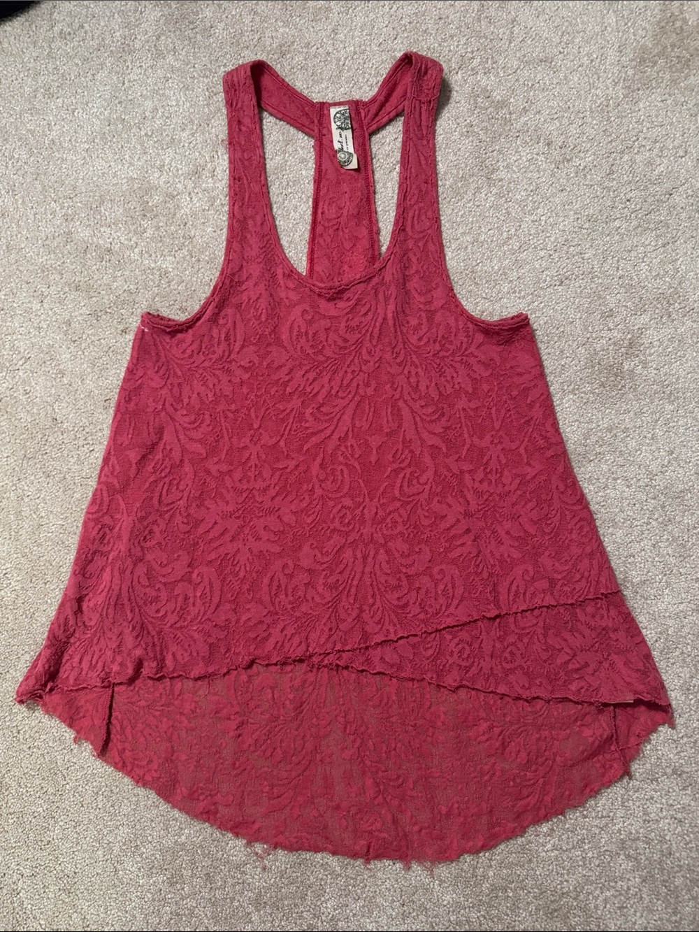 Free People Racerback Lace Tank Top with beading
